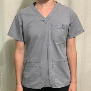Gray Med Couture Scrub Top